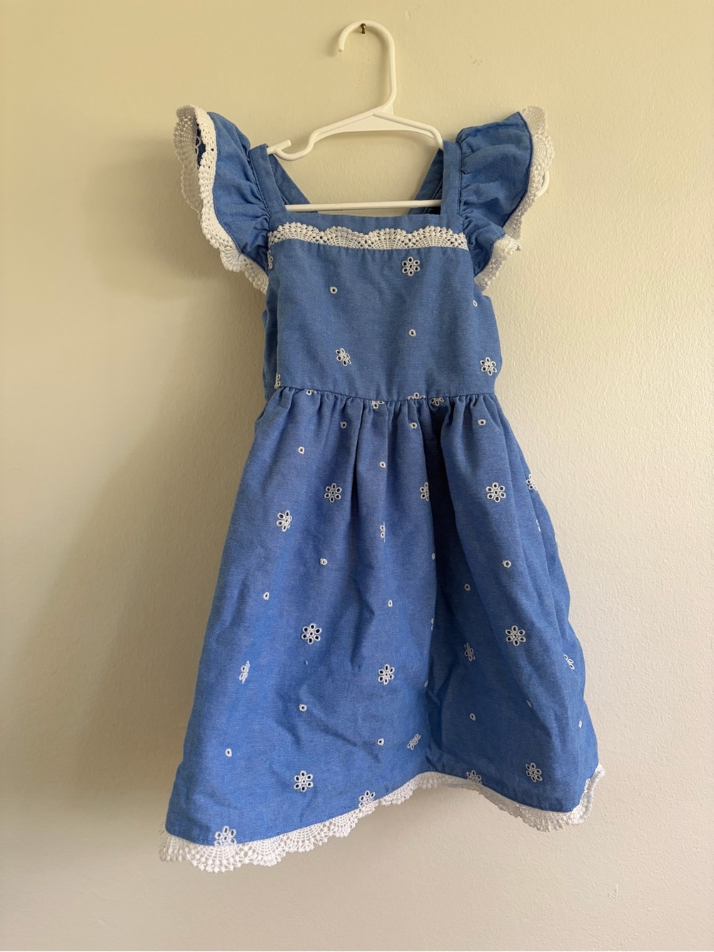 Blueberi Boulevard Blue Eyelet Lace-Trim Dress